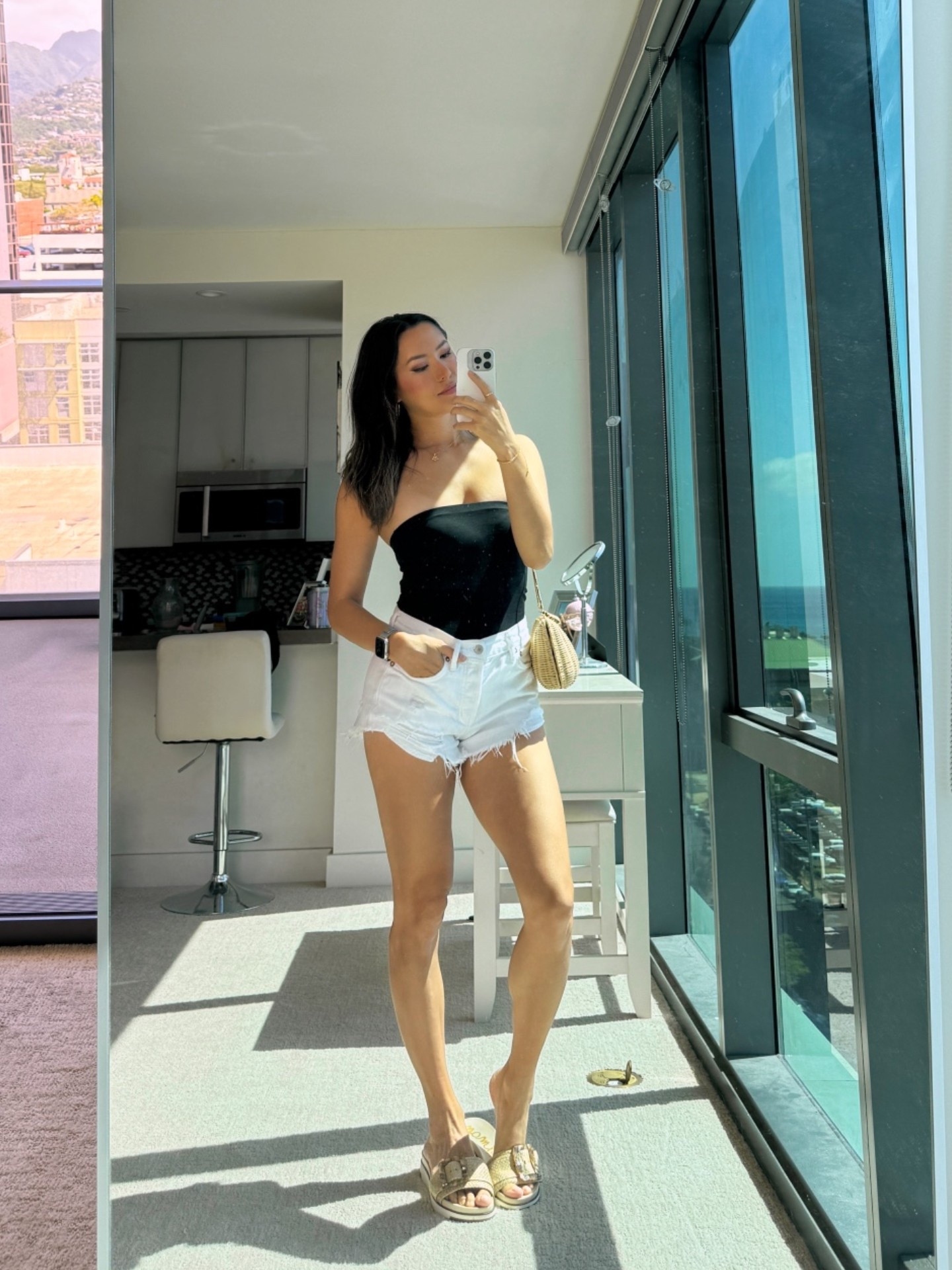 Summer outfit for lunch! My shoes are on sale! 41% off! True to size, I’m wearing the eggshell color - tube top, strapless top, white shorts, denim shorts, vacation outfit 

#LTKootd #LTKSeasonal