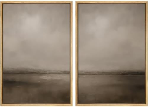 MUDECOR Framed Canvas Print Wall Art Abstract Brown and Taupe Modern Minimalist Misty Landscape I... | Amazon (US)
