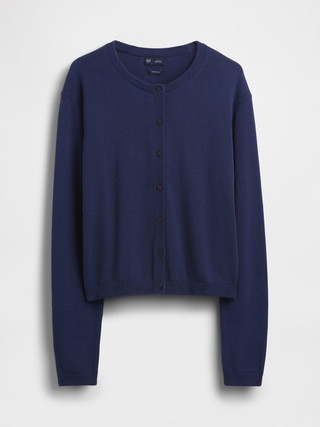 100% Cotton Relaxed Crop Cardigan Sweater | Gap (US)