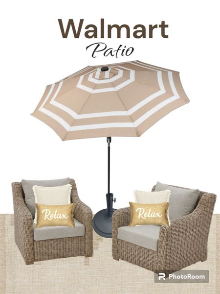 Walmart patio decor at affordable prices. Love the pillows and the rug. 

#patio
#patiodecor
#deckfurniture

#LTKhome