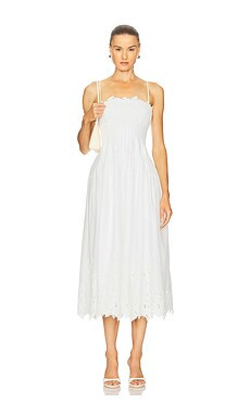 SIMKHAI Lilianna Lace Midi Dress in White Multi from Revolve.com | Revolve Clothing (Global)