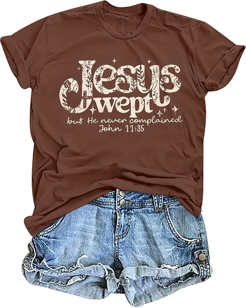 Christian Faith Shirts for Women Jesus Shirt Faith Inspirational Bible Verse T-Shirt Religious Gr... | Amazon (US)