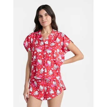 Hello Kitty Women s Valentine s Day Shorty Pajama Set 2-Piece Sizes XS-3X | Walmart (US)