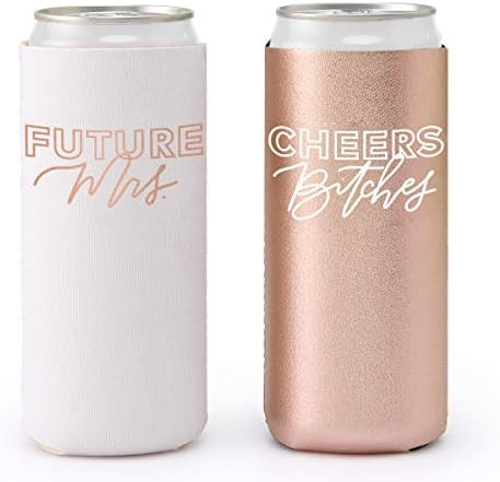 xo, Fetti Bachelorette Party Cheers and Future Mrs Slim Can Cooler - White + Rose Gold, 10 Ct | Drin | Amazon (US)
