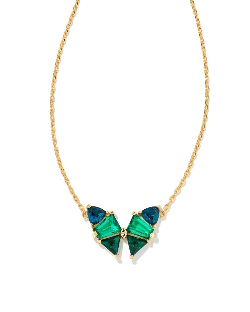 Blair Gold Butterfly Pendant Necklace in Emerald Mix | Kendra Scott