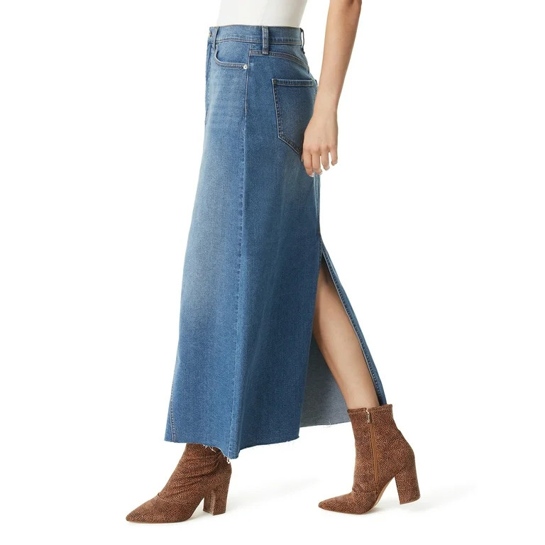 Jessica Simpson Women's and Women's Plus Denim Maxi Skirt | Walmart (US)