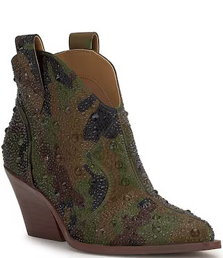 Zadie Camo Print Rhinestone Western Booties | Dillard's
