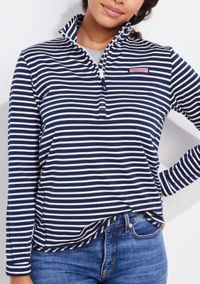 Vineyard Vines Women's Micro Stripe Lightweight Sankaty Shep Shirt, Navy Blue, XS | Belk
