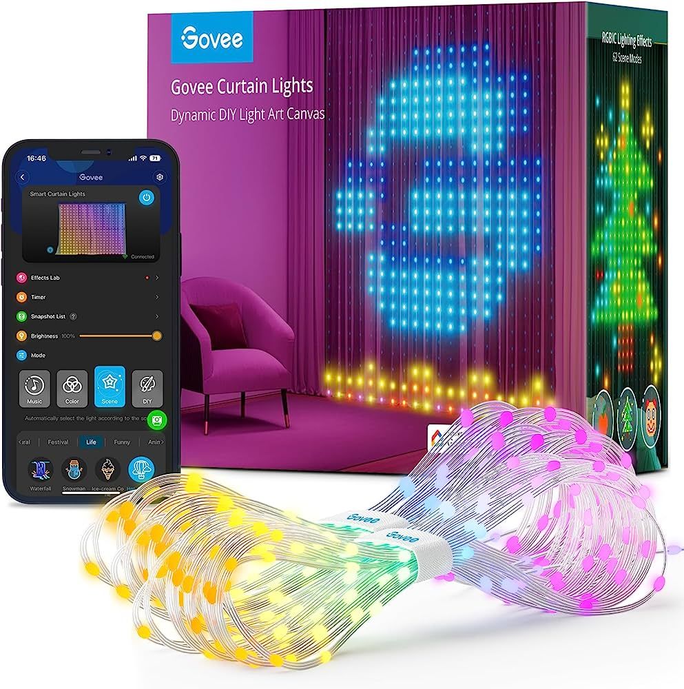 Amazon.com: Govee Curtain Lights, WiFi Smart Christmas Lights LED, Color Changing Window Lights, ... | Amazon (US)