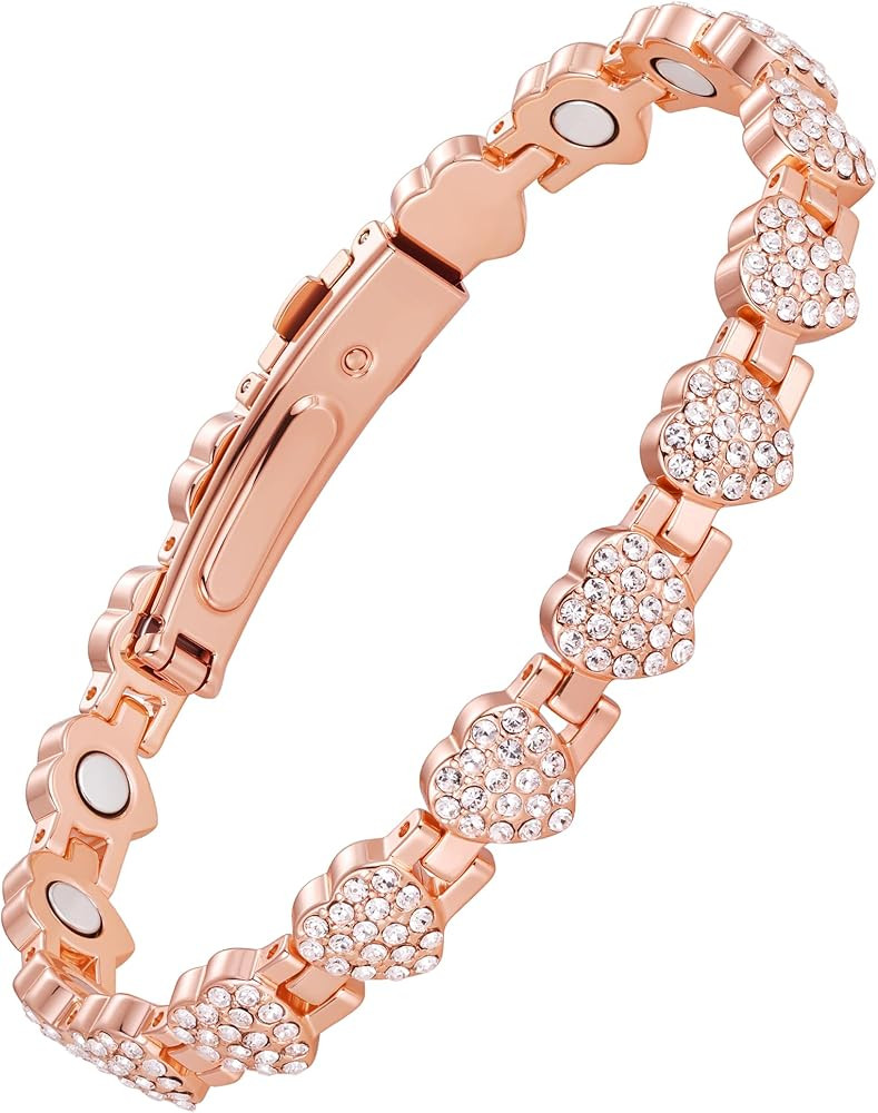 Jecanori Magnetic Copper Bracelet for Women —Updated 3800 Gauss Magnets — Adjustable Length | Amazon (US)