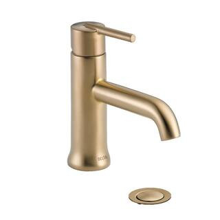 Trinsic Gold Single Hole Single-Handle Bathroom Faucet with Metal Drain Assembly in Champagne Bro... | The Home Depot