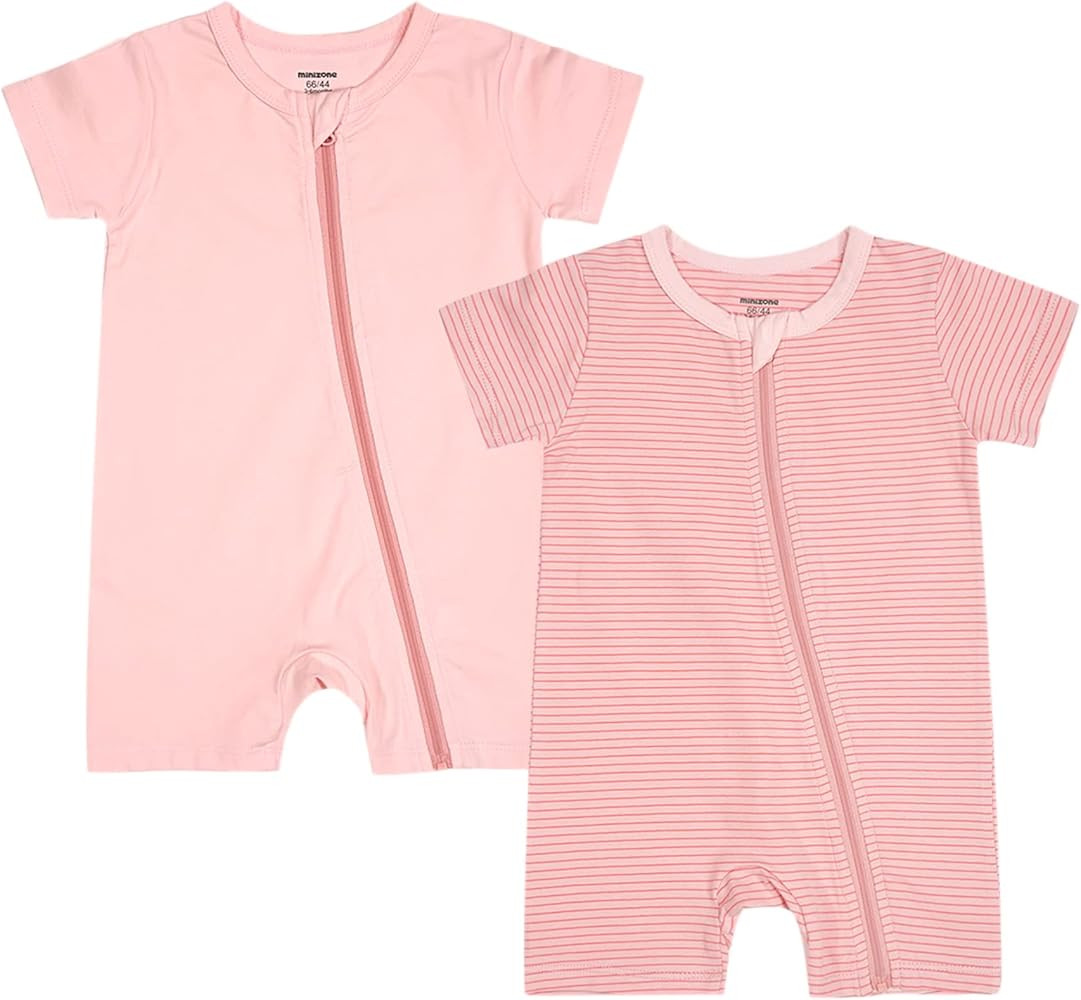 Teach Leanbh Baby Boys or Girls 2 Pack Pajamas Cotton Short Sleeve Zipper Romper Jumpsuits Sleep ... | Amazon (US)
