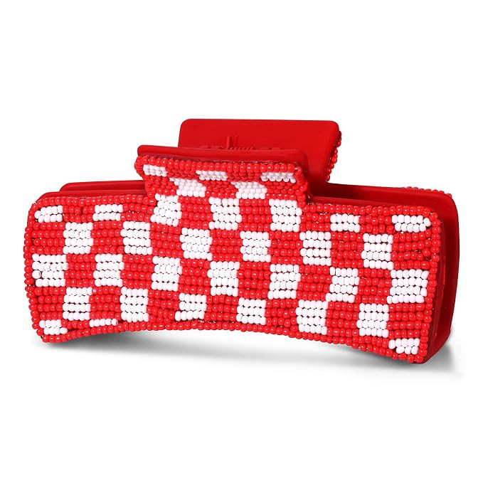 Game Day Hair Claw Clip for Women Beaded Checkered Baseball Football Hair Clips Game Day Outfits ... | Amazon (US)