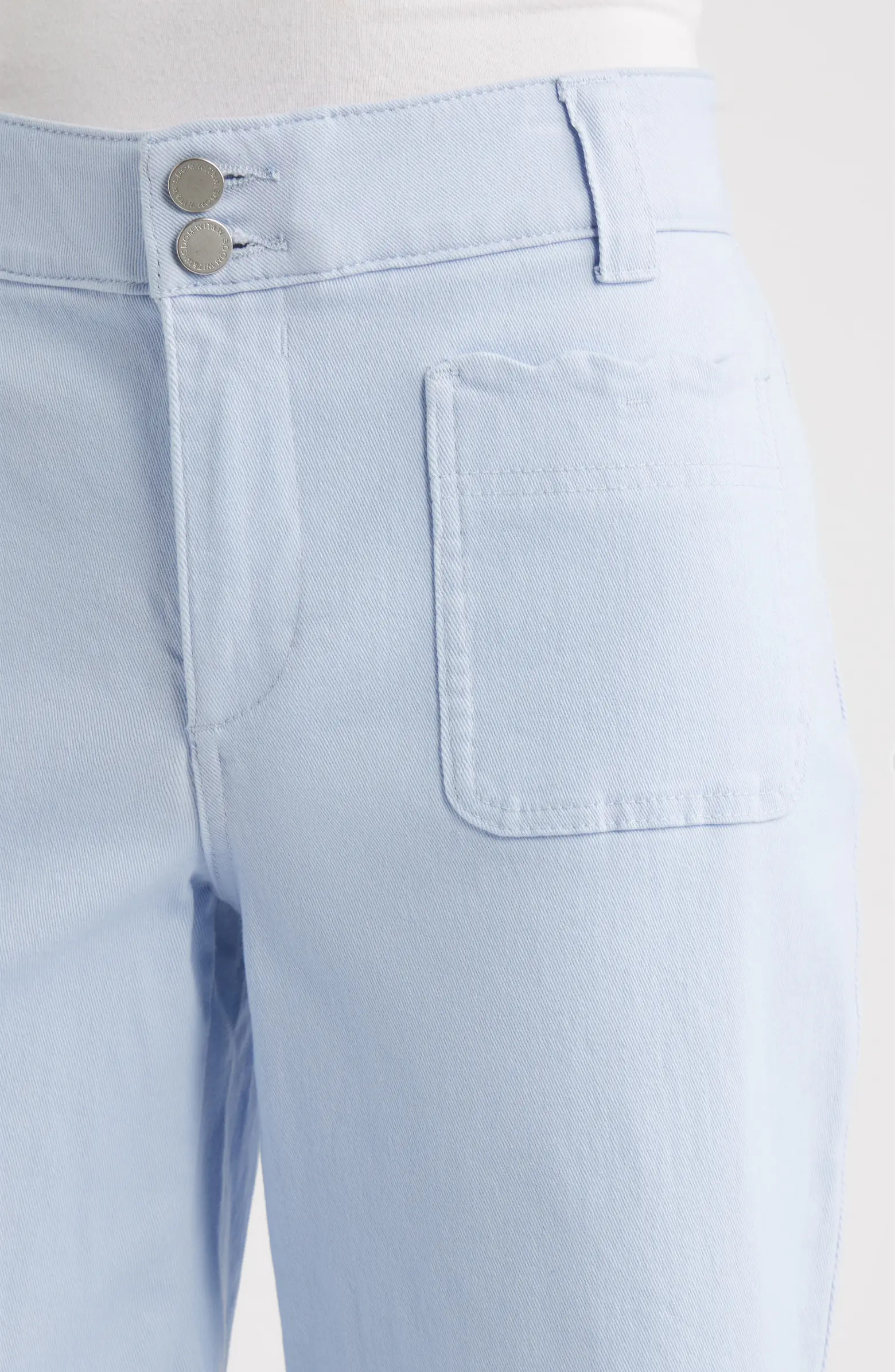 Scallop Patch Pocket High Waist Crop Wide Leg Twill Pants | Nordstrom