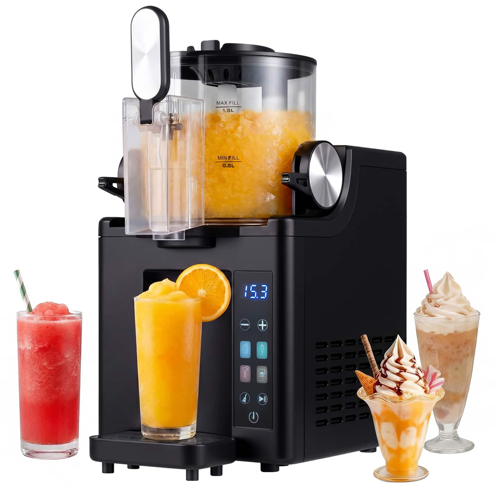 Costway - Slushie Machine for Home, 68 oz Frozen Drink Maker & Slushy Machine, 4 Presets - Black | Best Buy U.S.