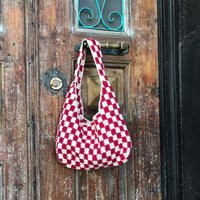 Checkered Crochet Bag, Red White Baguette Shoulder Bag, Hand Knit Purse, Checkerboard Mini Bag, Handmade Gift For Her | Etsy (US)