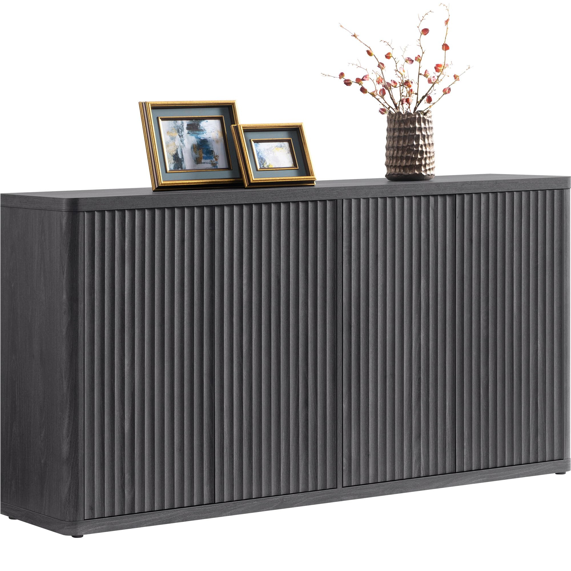 SICOTAS Buffet Cabinet with Storage Accent Sideboard with 4 Doors 66.3" Wide Fluted Credenza Mode... | Amazon (US)