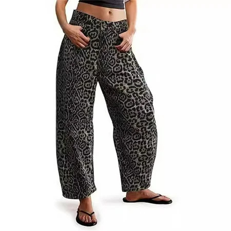 Aoiroe Baggy Sweatpants Women Fall Clothes Sweatpants Women Baggy Leopard Print Jeans Baggy Jeans For Women Women'S Clothing Barrel Pants Women Black M | Walmart (US)