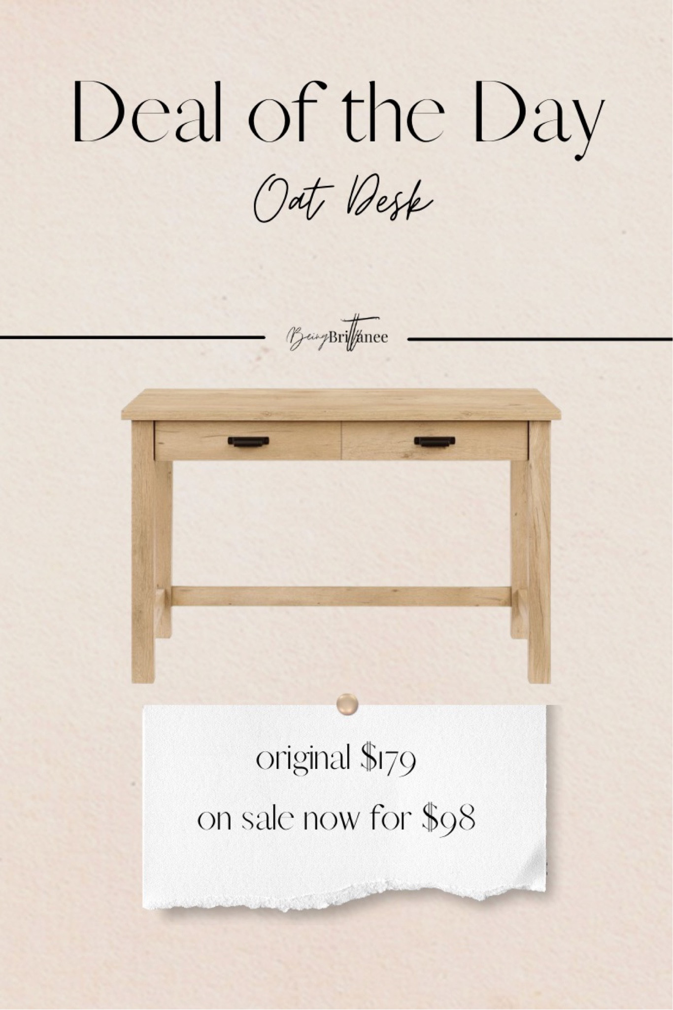 Oak desk, cb2 dupe on sale for $98 this weekend.

Modern organic, mid century modern, home office, office decor, dream office inspo

#LTKunder100 #LTKhome #LTKSale