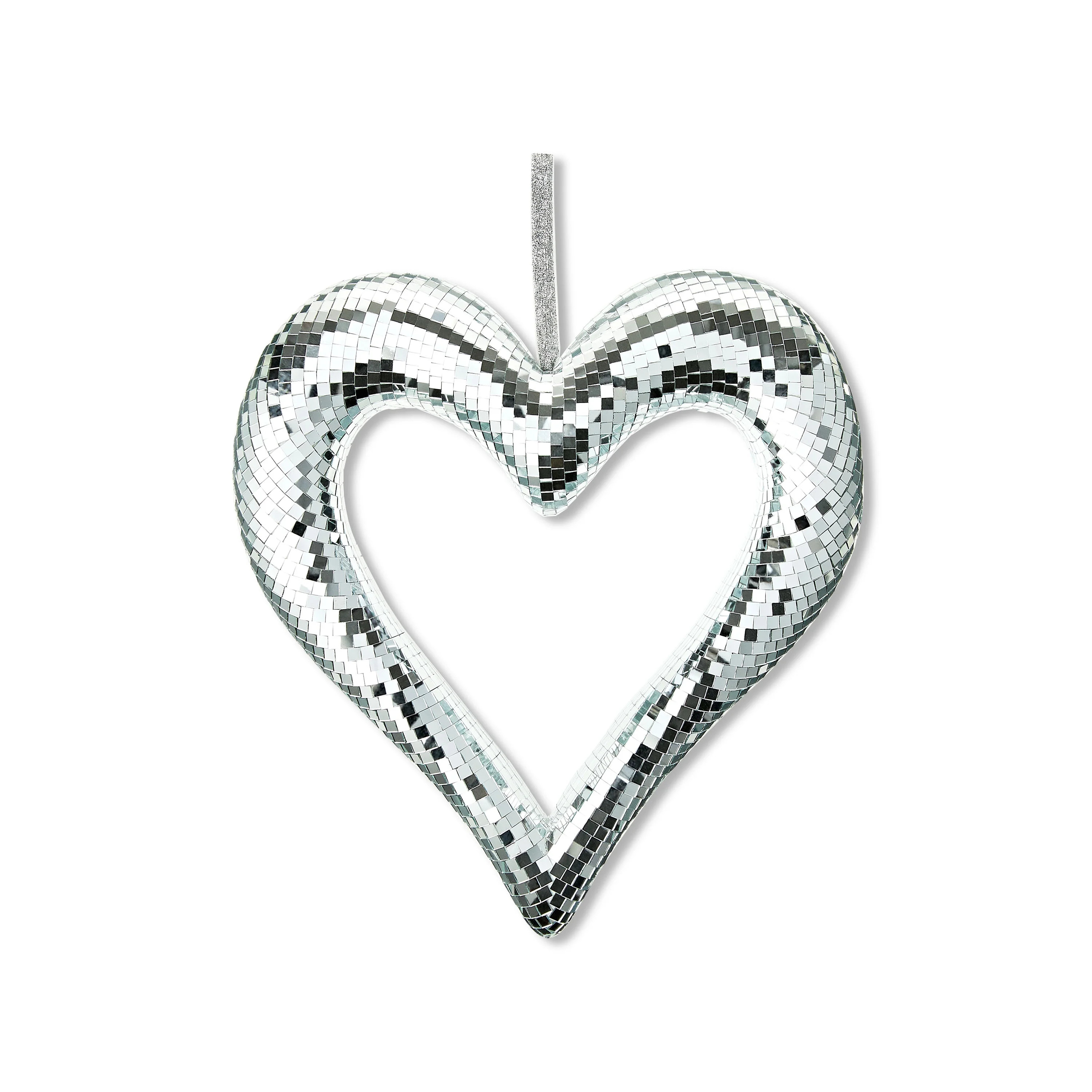 Valentine's Day Silver Disco Ball Heart Wreath, 17.5 in, by Way To Celebrate - Walmart.com | Walmart (US)