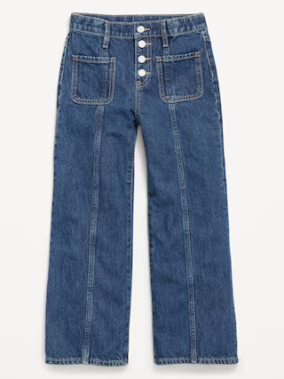 High-Waisted Super Baggy Button-Fly Wide-Leg Utility Jeans for Girls | Old Navy (US)