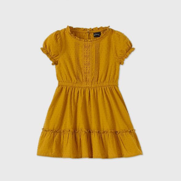 Toddler Girls' Tiered Short Sleeve Dress - art class™ Gold | Target