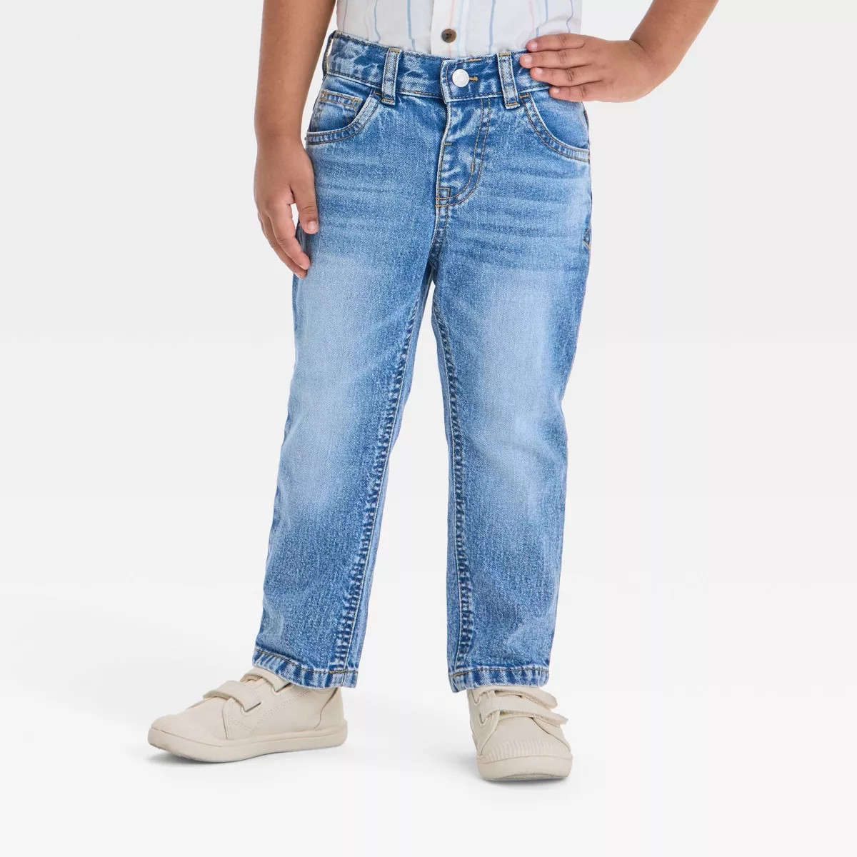 Toddler Boys' Button-Front Straight Leg Denim Pants - Cat & Jack™Medium Wash | Target