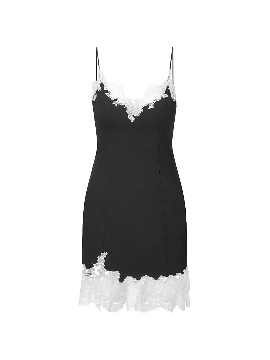 Women's Nadia Lace-Trimmed Minidress - Black - Size Large | Saks Fifth Avenue