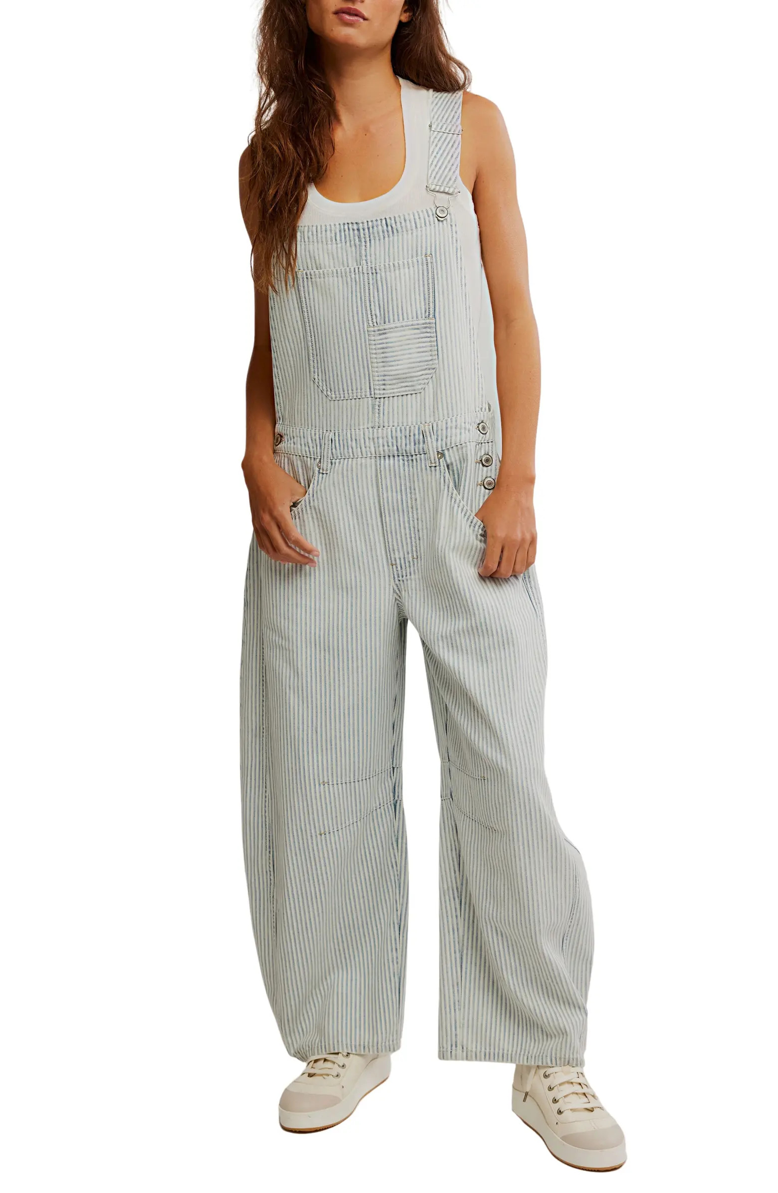 Good Luck Stripe Barrel Leg Overalls | Nordstrom