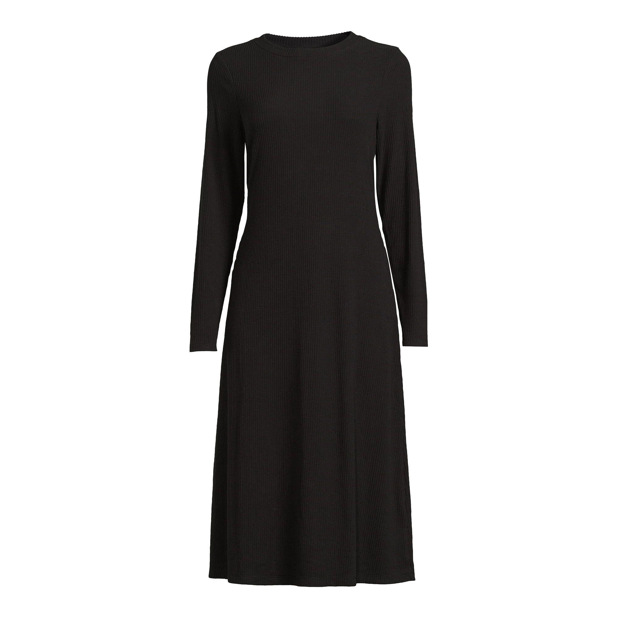 Time and Tru Women's Ribbed Fit and Flare Midi Dress, Sizes S-XXXL - Walmart.com | Walmart (US)