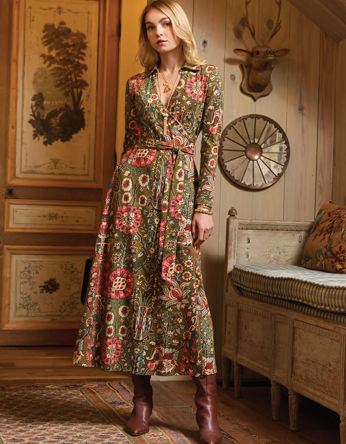 Iris Jersey Dress Guerard Estate Olive | Spartina 449