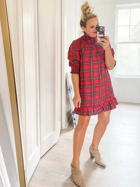 Cutest plaid dress, perfect for fall and upcoming holidays! Love the puff sleeves and ruffle. Dress pairs perfectly with Avis heels!

#LTKshoecrush #LTKcurves #LTKstyletip