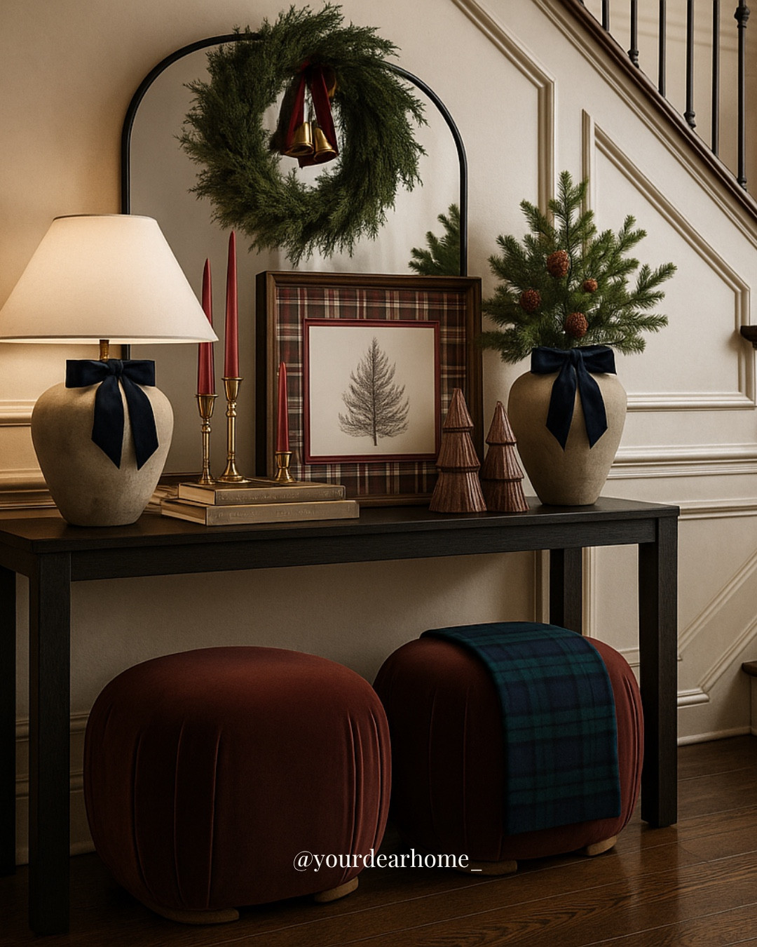 Ralph Lauren inspired Christmas entryway look that checks all the boxes for a warm, luxurious, elegant look. Tones of burgundy, navy blue and forest green, this look is a perfect fit if you’re aiming for a Ralph Lauren look this Christmas. 😍 

 

#LTKSeasonal #LTKHoliday #LTKHome