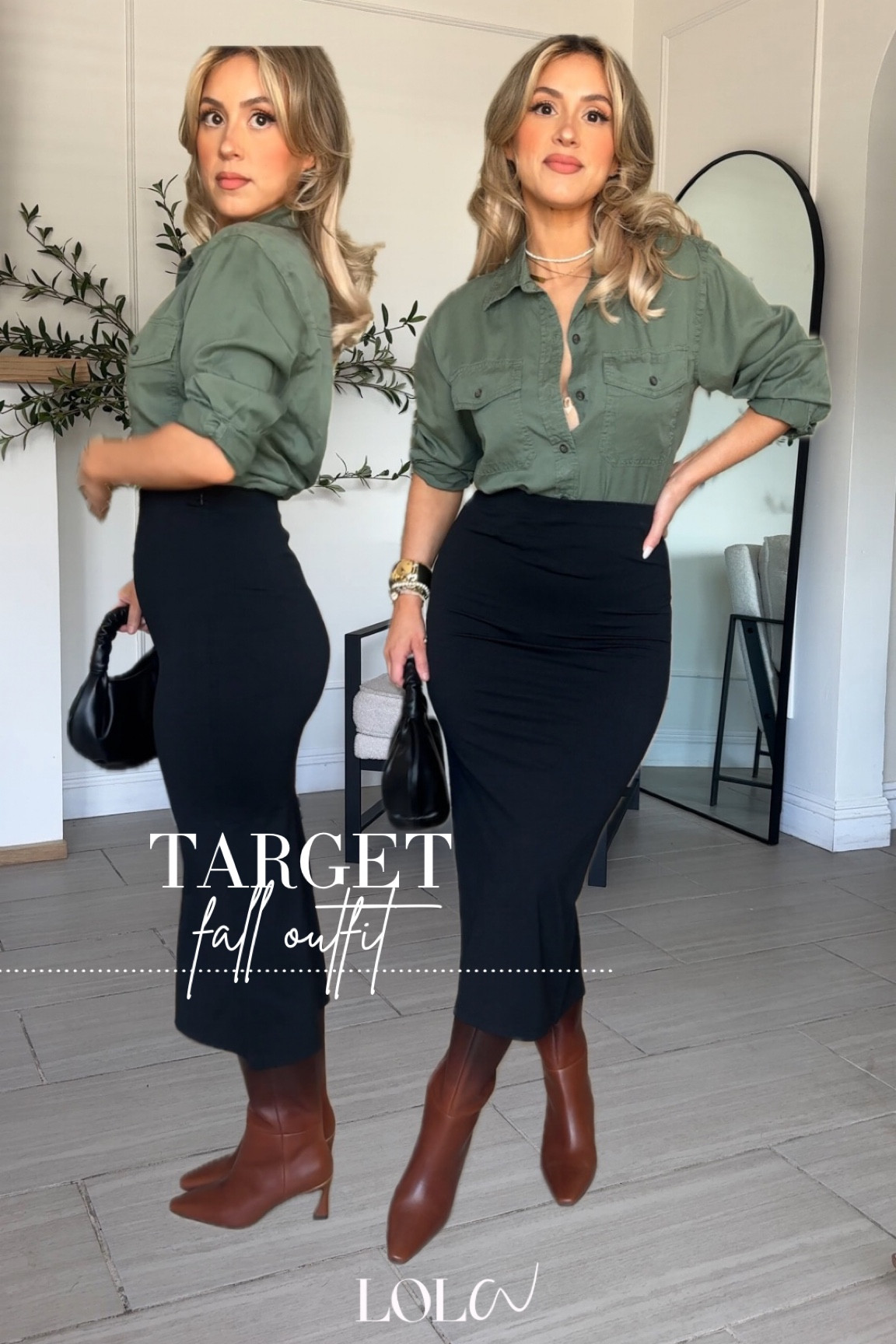@target FALL OUTFITS 🍂✨

✔️small in black midi skirt (great stretch) + small in cropped button up

#LTKU #LTKFindsUnder50 #LTKStyleTip