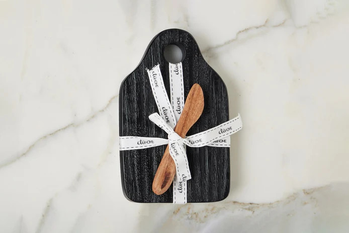 Mini Appetizer Board with Spreader, Small, Black | etúHOME