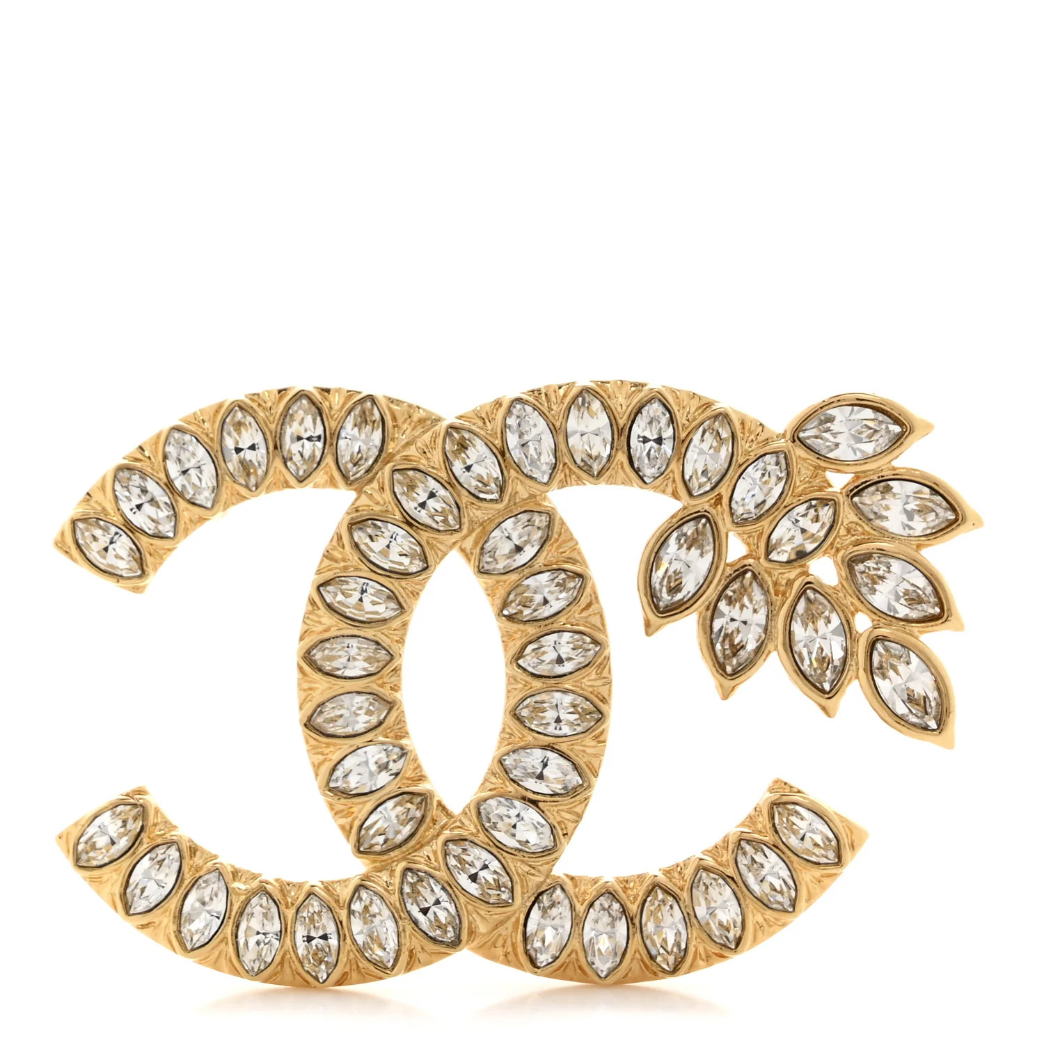 Chanel Crystal Wheat CC Brooch Gold Gold 1754132 | FASHIONPHILE (US)