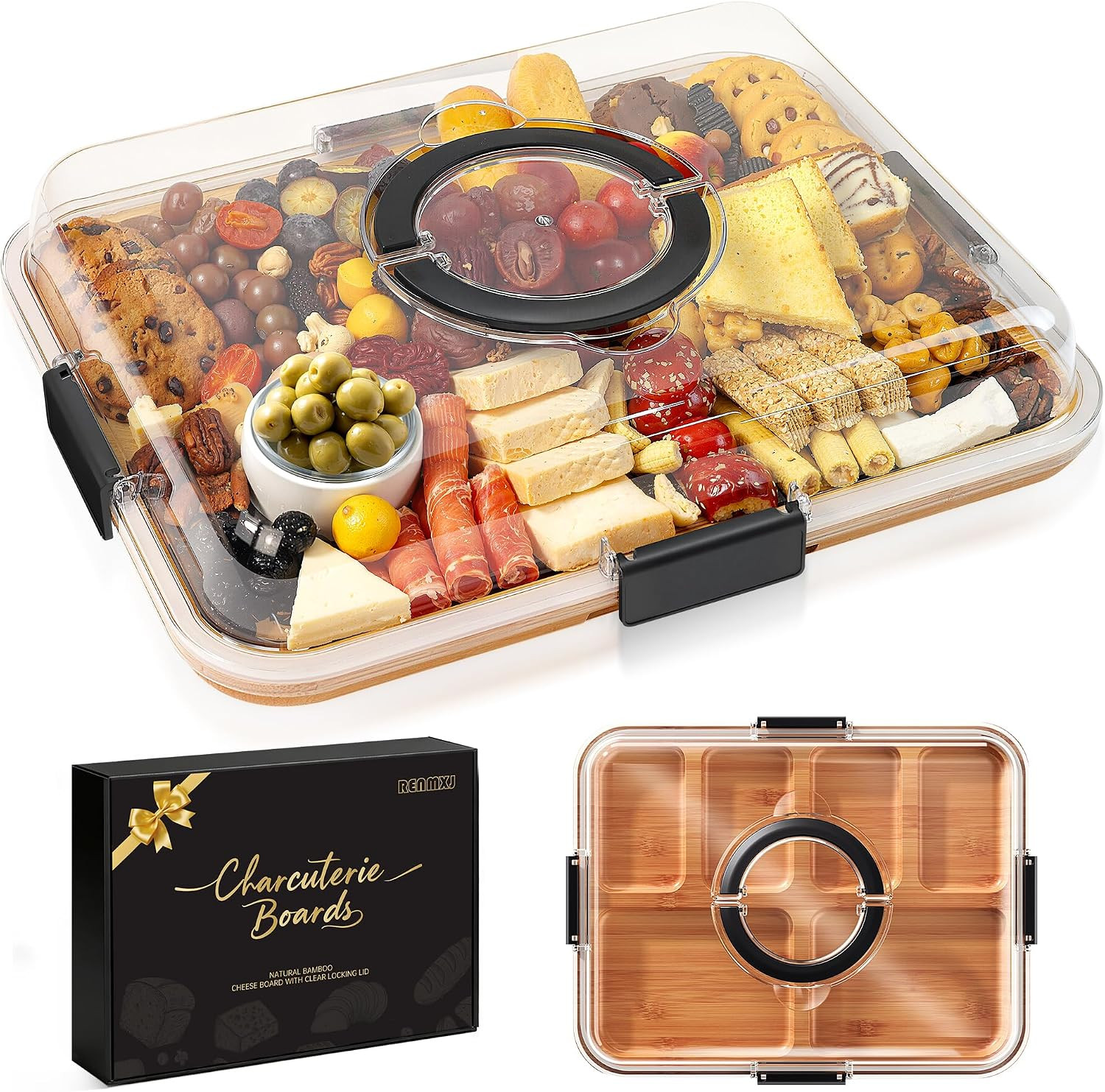Portable Charcuterie Boards with Lid, Cheese, Veggie & Snack Tray | Amazon (US)