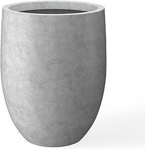 Kante 21.7" H Natural Concrete Tall Planter, Large Outdoor Indoor Decorative Pot with Drainage Ho... | Amazon (US)