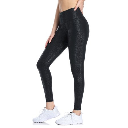 Women s Faux Leather Leggings Leopard Print Tummy Control Athletic Workout Yoga Pants | Walmart (US)