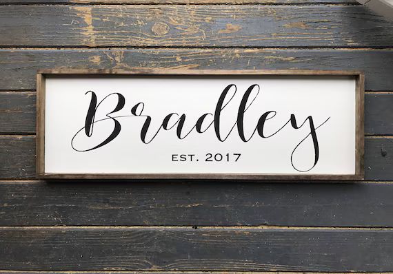 Last Name Sign. Family Name Sign. Wood Family Sign. Wedding Gift. Established sign.  Wood Framed ... | Etsy (US)