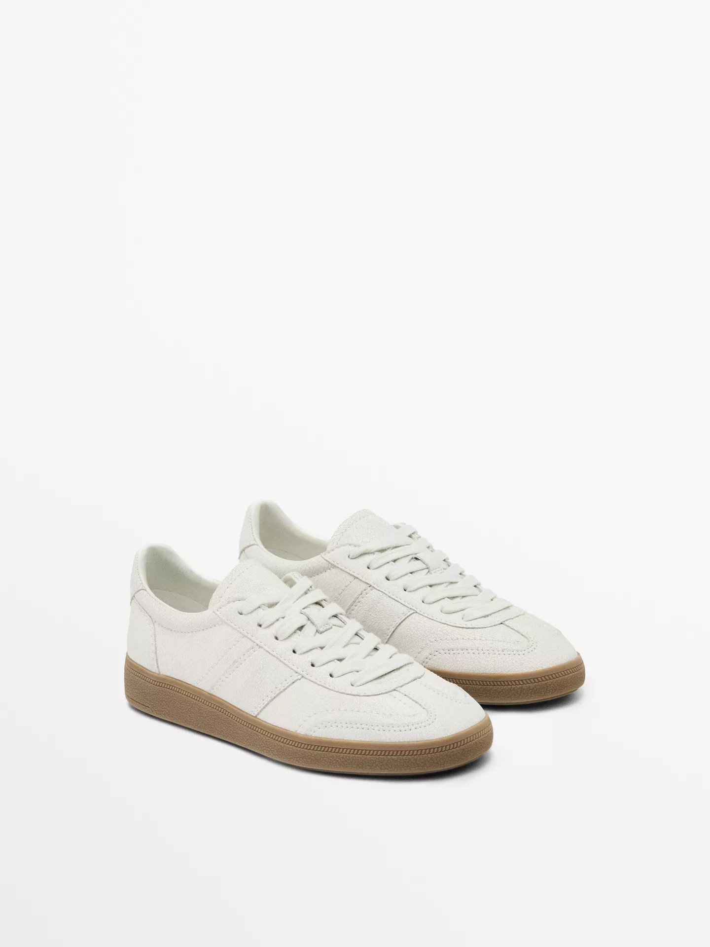 Ledersneaker mit Craquelé-Effekt | Massimo Dutti DE