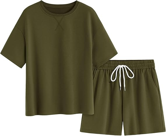 Zenlonr Women's Two Piece Lounge Sets 2026 Summer Casual Oversized Shirts Shorts Matching Airport... | Amazon (US)