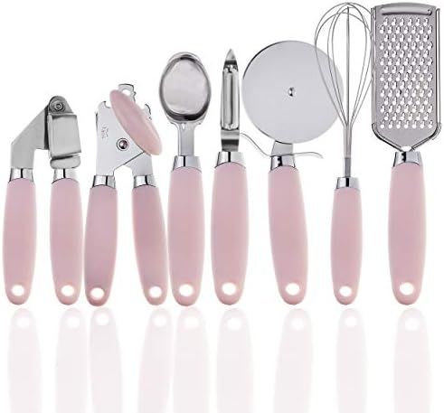 COOK With COLOR 7 Pc Kitchen Gadget Set Stainless Steel Utensils with Soft Touch Pink Handles … | Amazon (US)