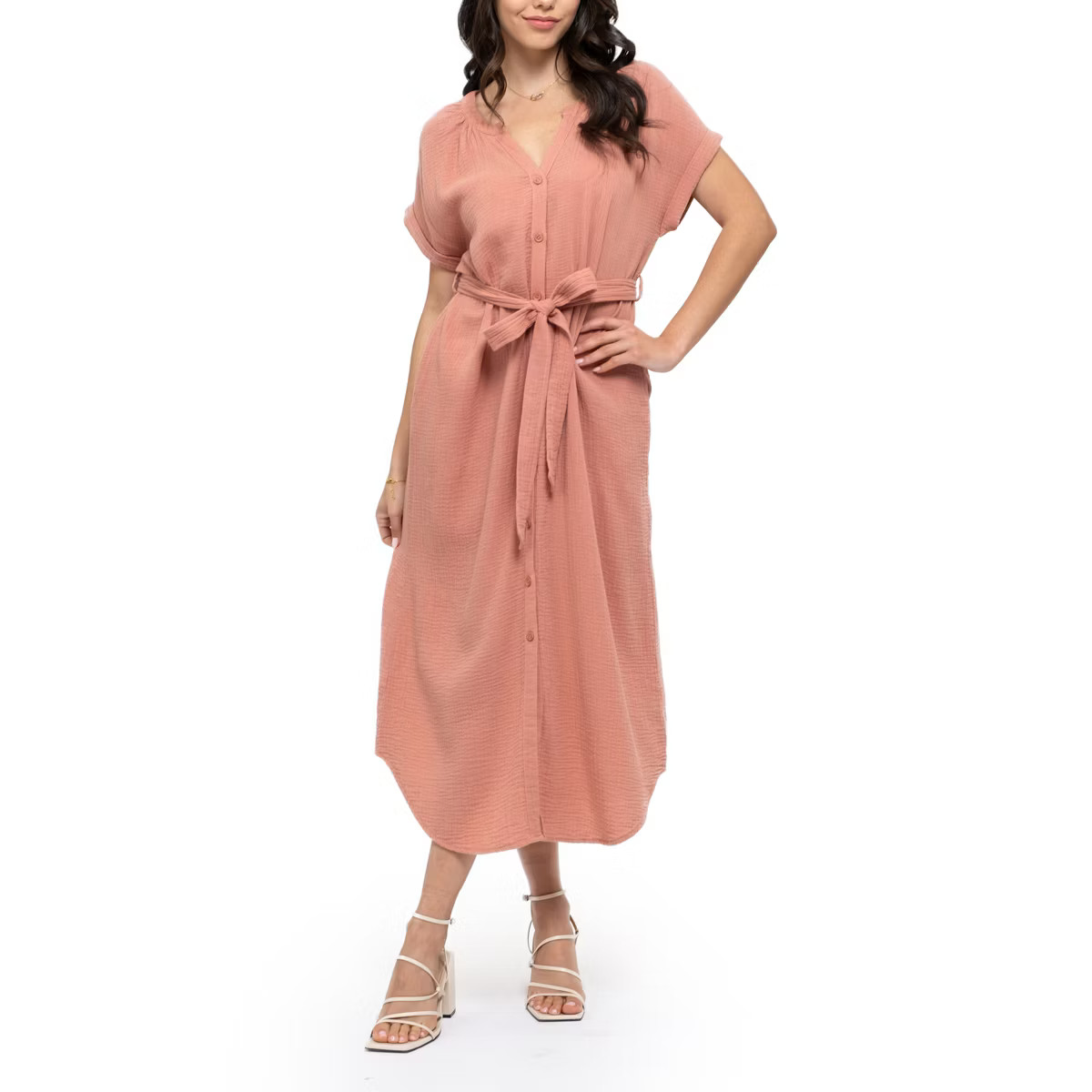 August Sky Women's Front Button Down Midi Dress | Target