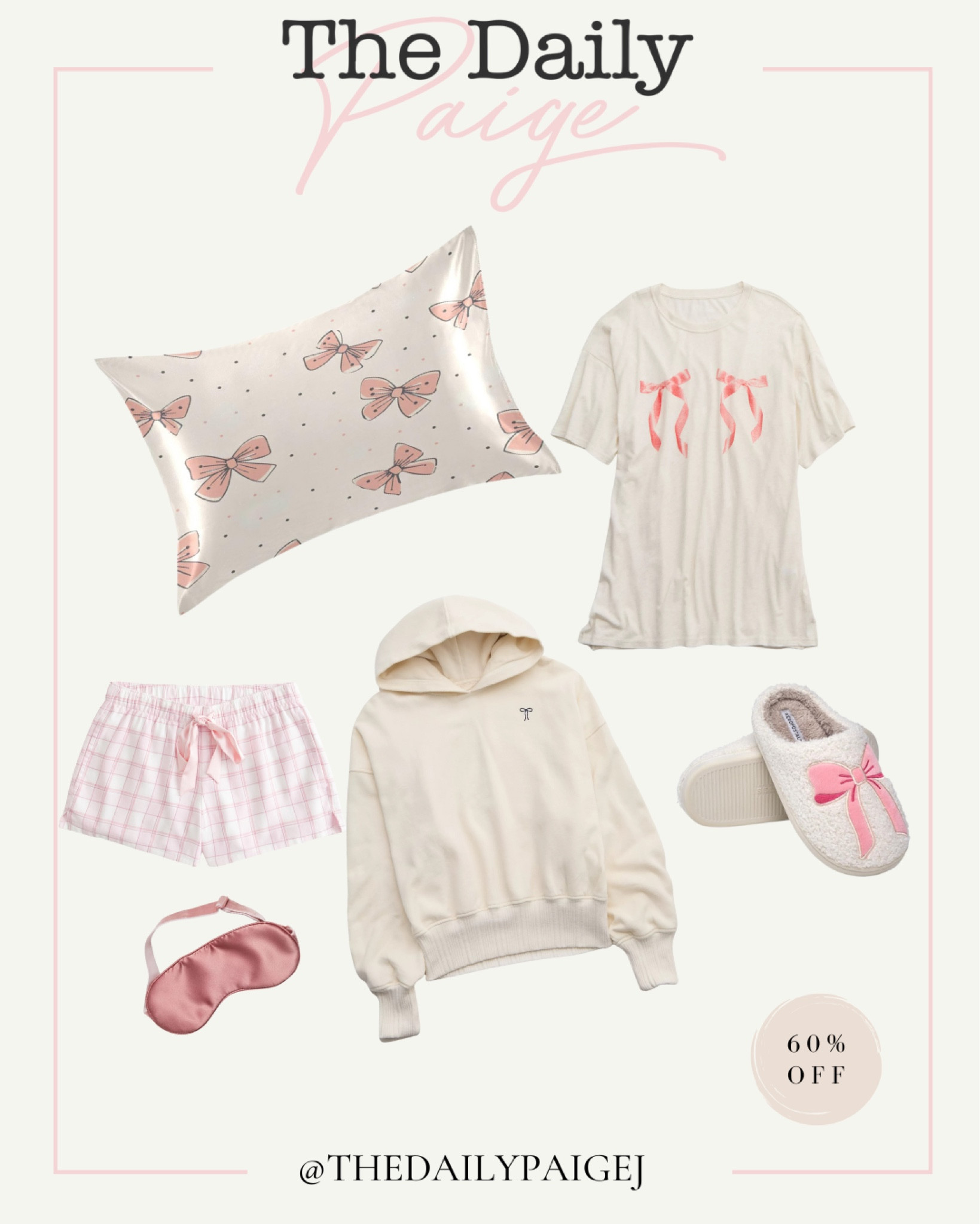 If you’re loving the bow trend this season, these cozy looks are for you! Whether you’re looking for a cozy bow look for yourself or a great holiday gift for the boy lover in your life, these are great options. Think silk pillowcases, silk eye masks and cozy sweatshirts from Aerie. There are so many great cozy options at affordable prices for the woman in your life! 

Now trend find, sleepwear for her, Christmas gifts for her, Birthday gifts for her, cozy looks for fall

#LTKGiftGuide #LTKHoliday #LTKFindsUnder100