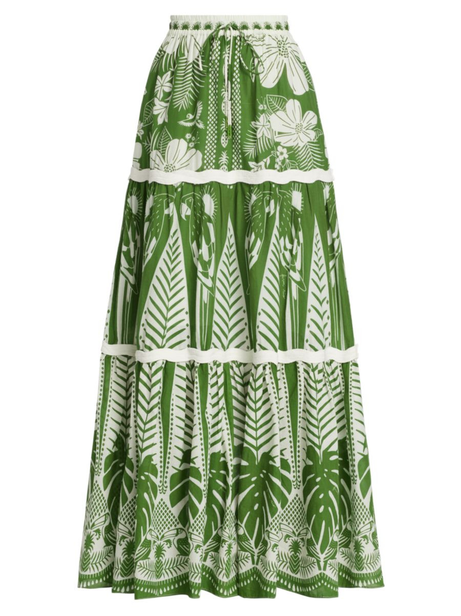 Farm Rio Macaw Elegance Tiered Maxi Skirt | Saks Fifth Avenue