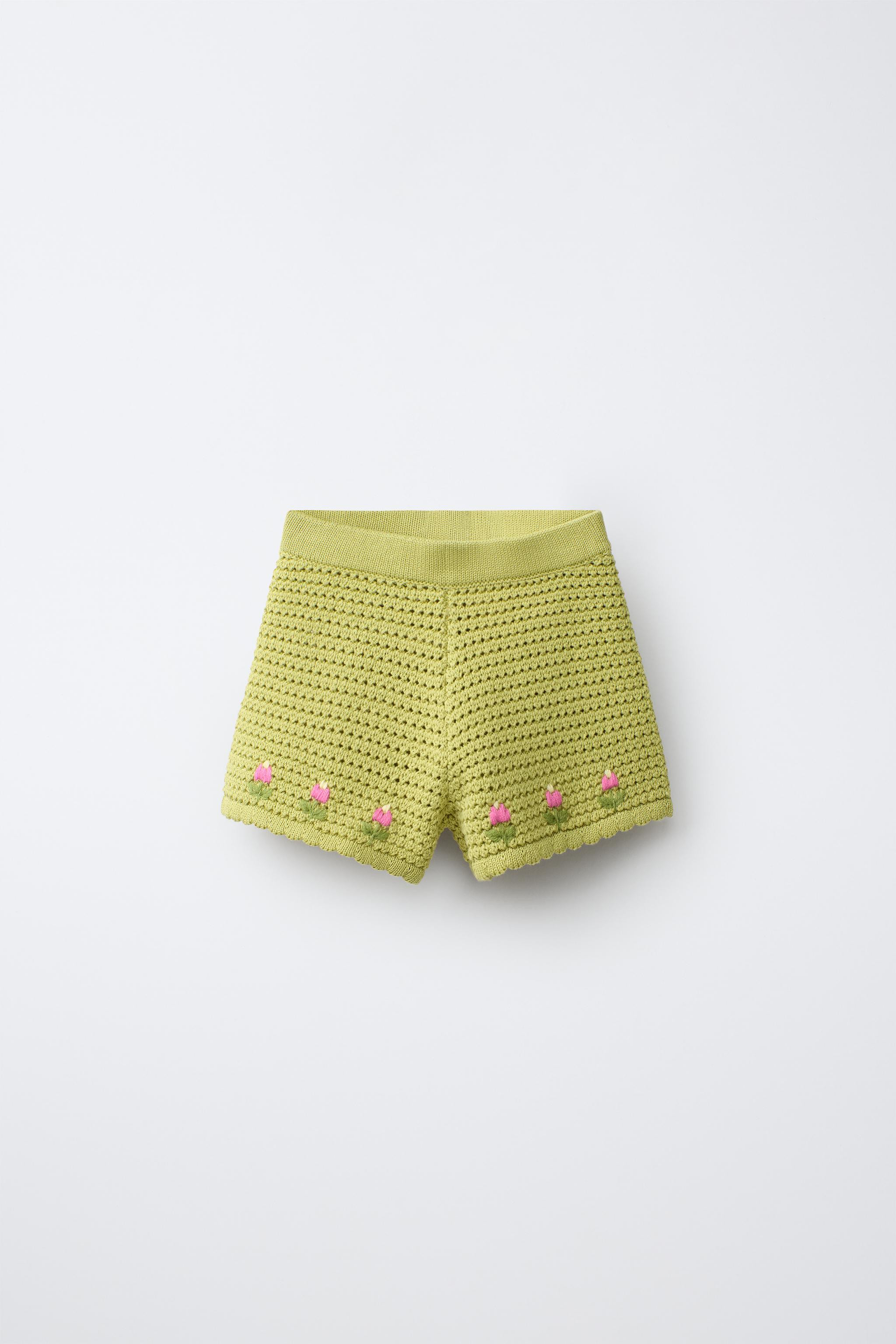 EMBROIDERED TULIP KNIT SHORTS | Zara US