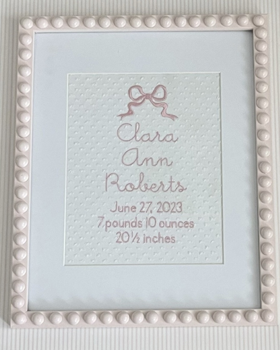 Celebrate the birth of your little one with a custom embroidered framed baby announcement. Size is 8x10 and can fit in your favorite 8x10 frame or 11x14 with mat.
#ltkbaby #personalizedbaby #wallart



#LTKHome #LTKKids #LTKFamily