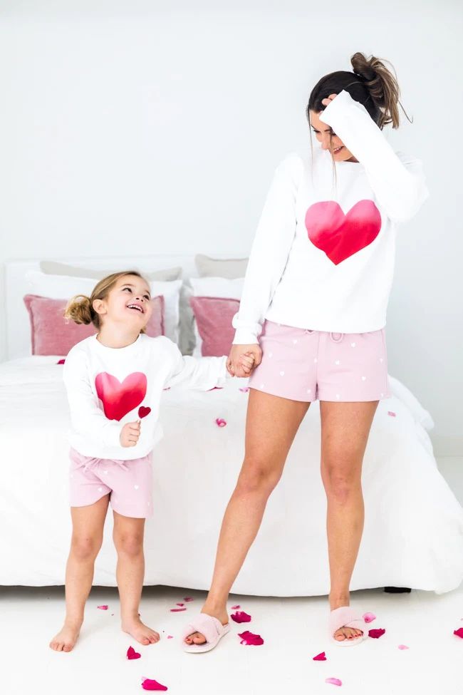Kids Tie Dye Heart White Graphic Sweatshirt | The Pink Lily Boutique