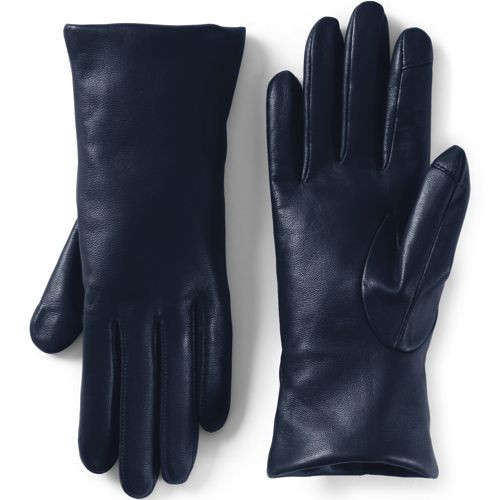 Women's EZ Touch Screen Cashmere Lined Leather Gloves | Lands' End (US)